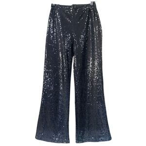 Black Sequin Wide-Leg Pants